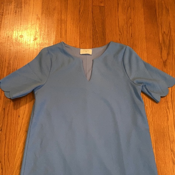 Everly Periwinkle V Neck Scallop Dress - Picture 4 of 12